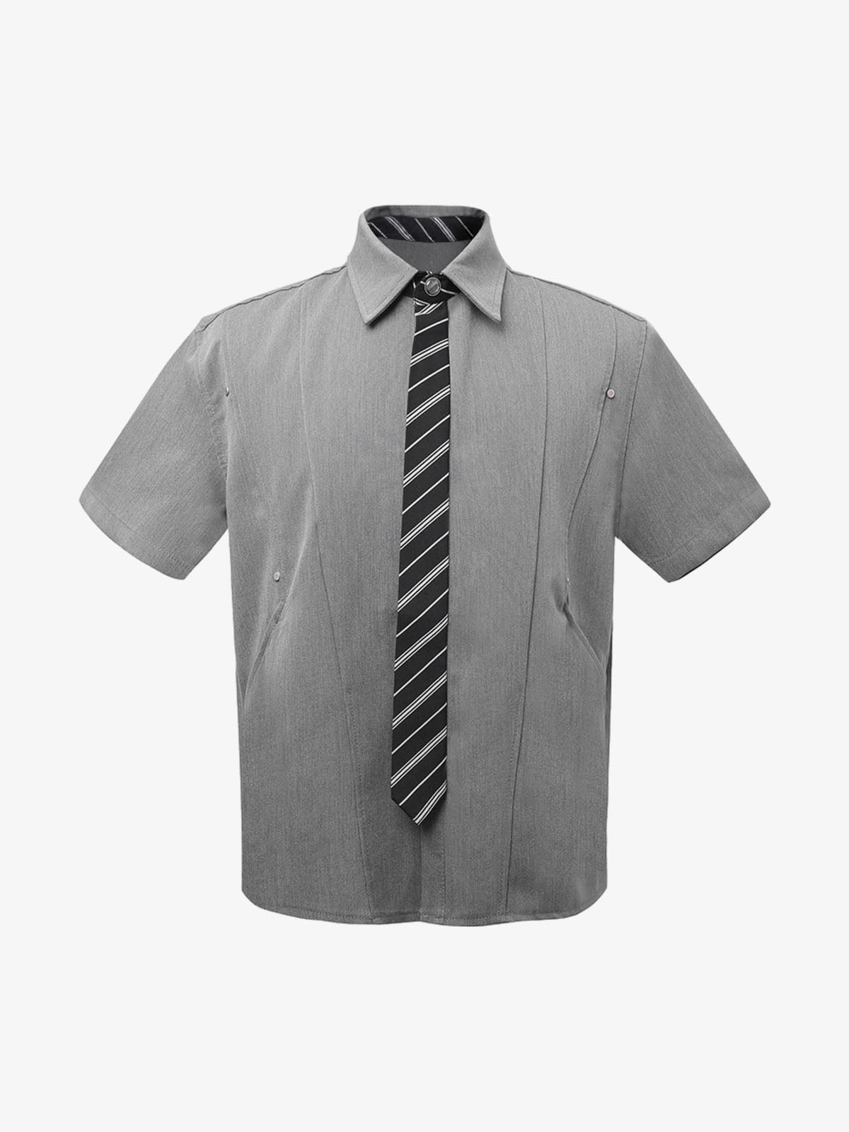 Deconstructed Patchwork Tie Short-sleeved Shirt 