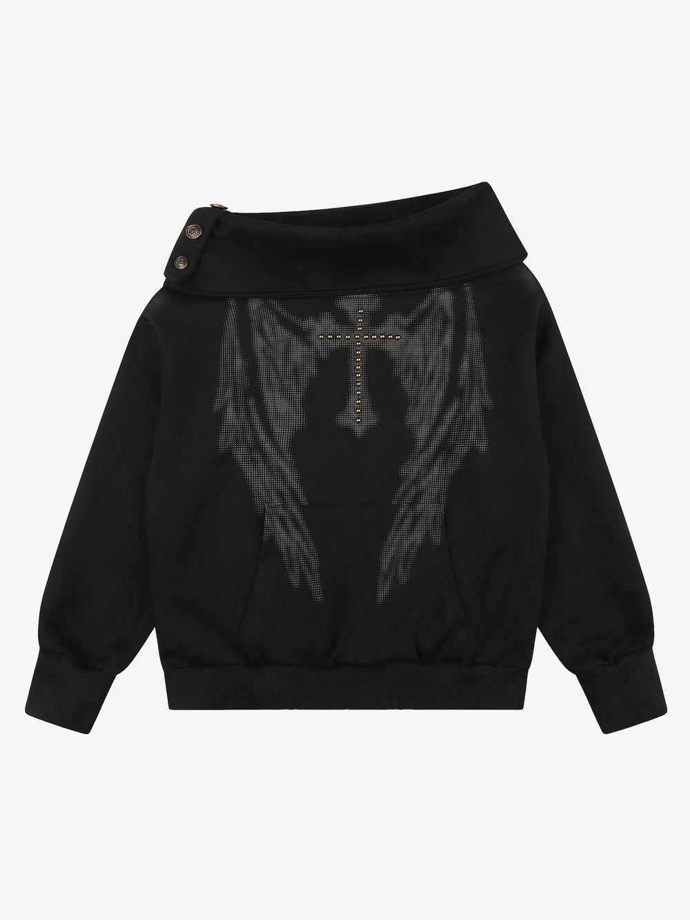 Cross Wing Graphic Rhinestone Sweatshirt