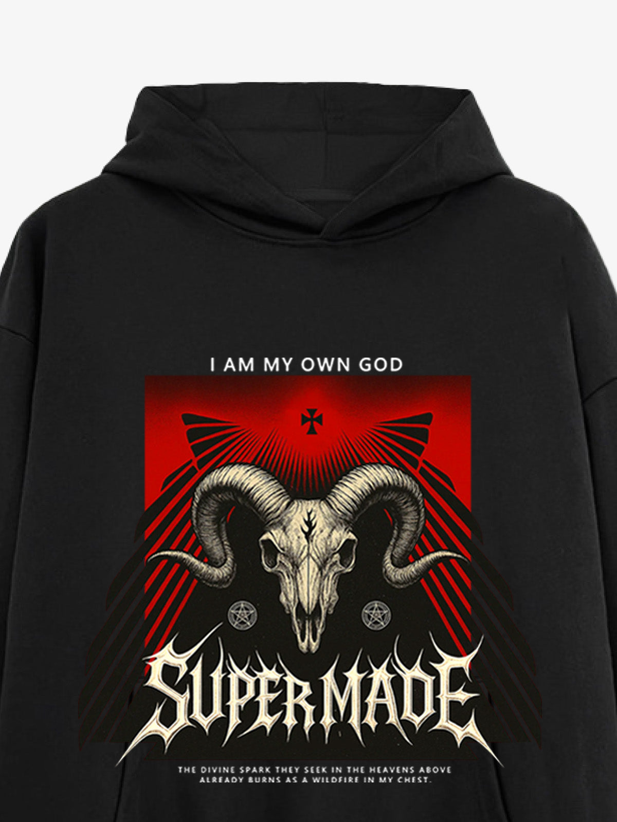 Supermade Dark Style Sheep Skull Hooded Sweatshirt 