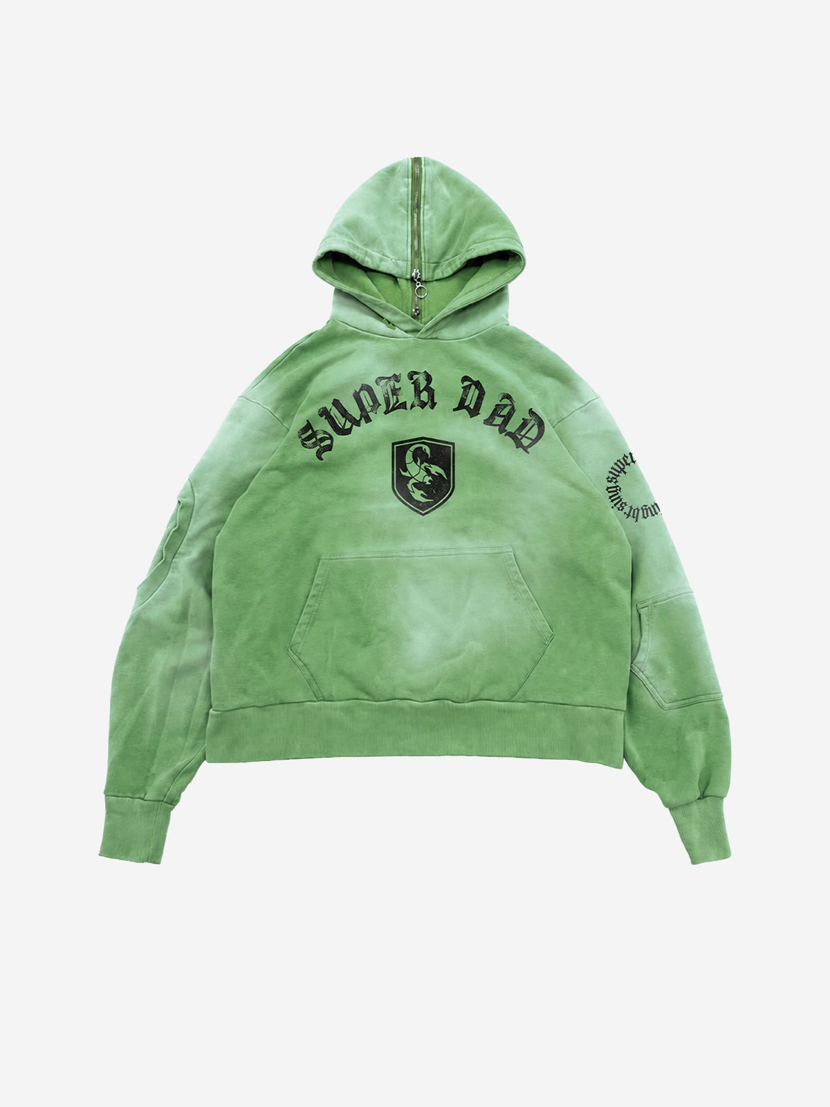 Distressed Graphic Washed Cropped Hoodie