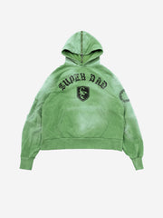 Distressed Graphic Washed Cropped Hoodie