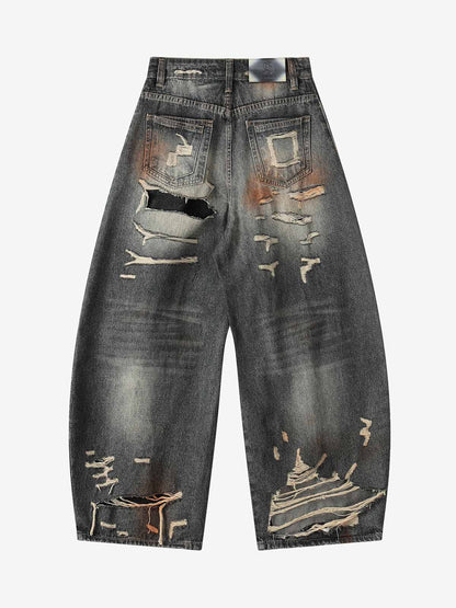 Distressed Ripped Detail Baggy Jeans