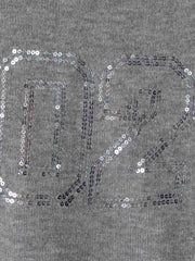Off-Shoulder Sequin Number Graphic Sweater