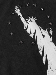 Statue of Liberty Print and Star Details T-Shirt 