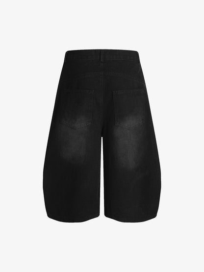 Barrel Straight Wide Leg Cropped Jort 