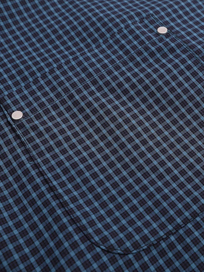 Tie Contrast Stitching Casual Plaid Shirt 