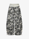 Gerippte, umgeschlagene Taille, Camouflage-Baggy-Sweatpants