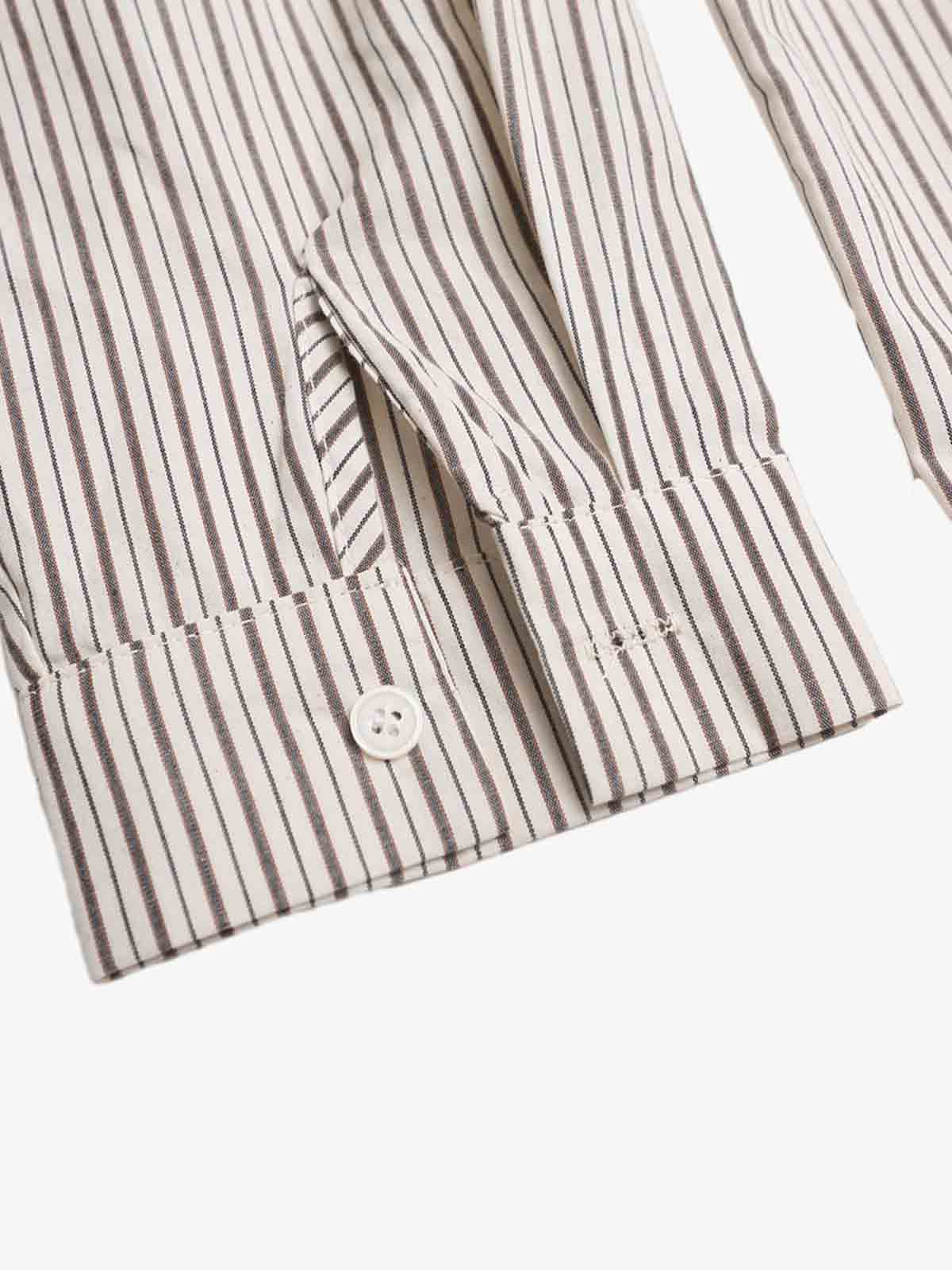 Striped Long Sleeve Shirt with Matching Scarf - Perfect for Casual and Semi-Formal Looks 