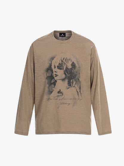 Vintage Portrait Graphic Long Sleeve T-Shirt