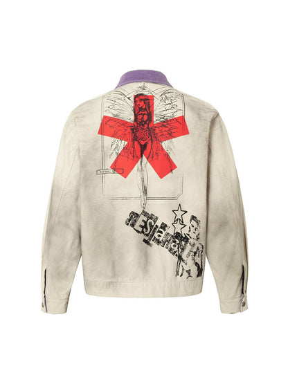 Retro Badge Dirty Dye Detroit Jacket 