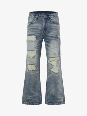 Ripped Studded Bootcut Jeans