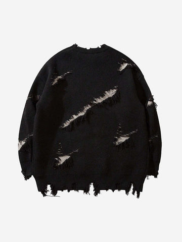 Frayed Logo Knit Sweater