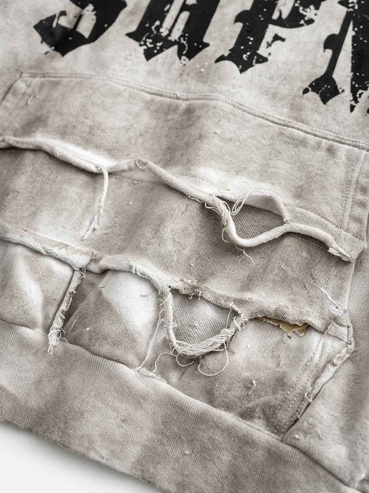 SUPM Graphic Deconstructed Raw-Edge Oversized Sweatshirt