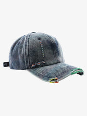 Vintage Washed Distressed Denim Baseball Cap 
