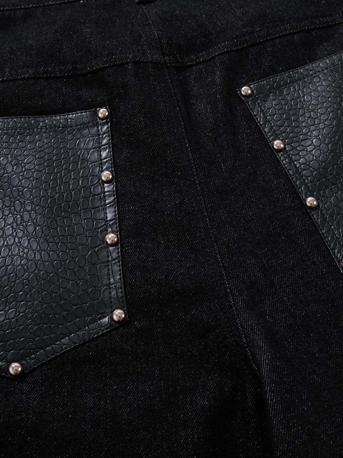 Schwarze Jeansjacke mit Krokodilprägung