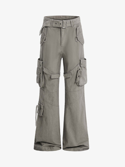 Multi-pocket Cargo Flared Pants 