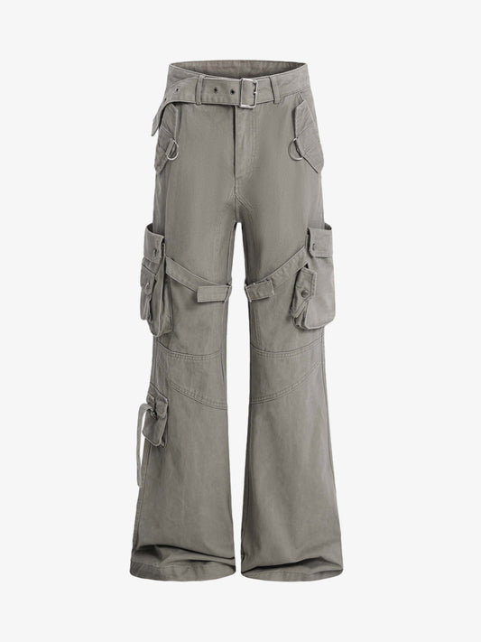 Multi-pocket Cargo Flared Pants 