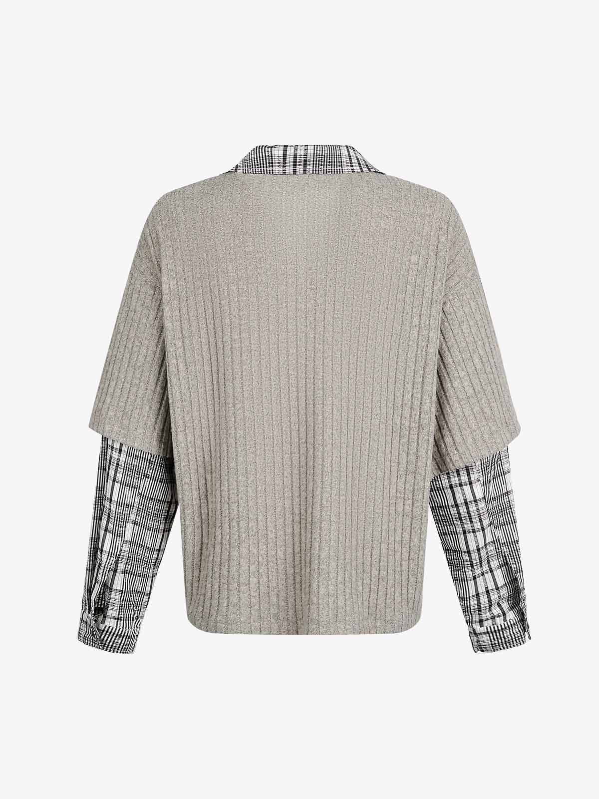 Graffiti Bear Graphic Striped Layered Long Sleeve Tee