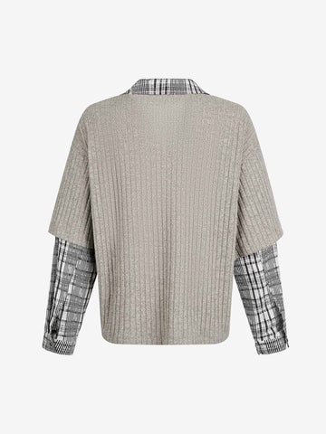 Graffiti Bear Graphic Striped Layered Long Sleeve Tee