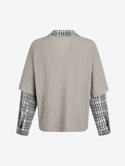 Graffiti Bear Graphic Striped Layered Long Sleeve Tee