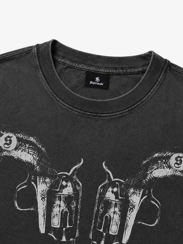 Revolver Graphic Distressed Long Sleeve Tee