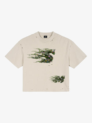 Distressed Abstract Floral Graphic Street T-Shirt