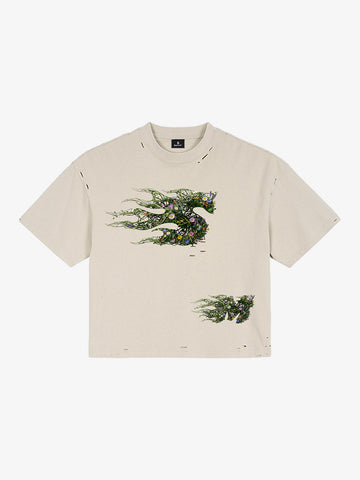 Distressed Abstract Floral Graphic Street T-Shirt