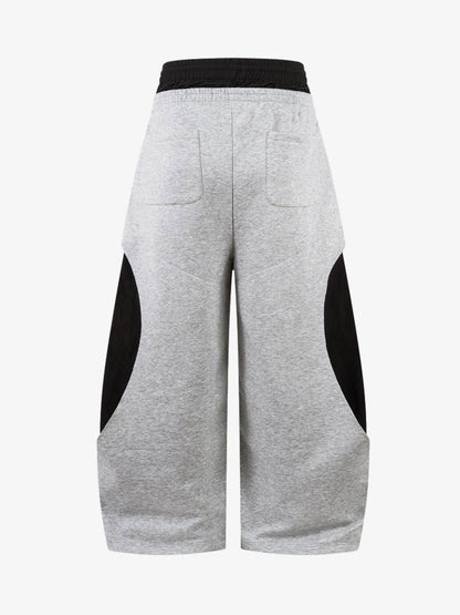 Cotton Blend Casual Wide Leg Sweatpants with Side Striped Panels for Men 
