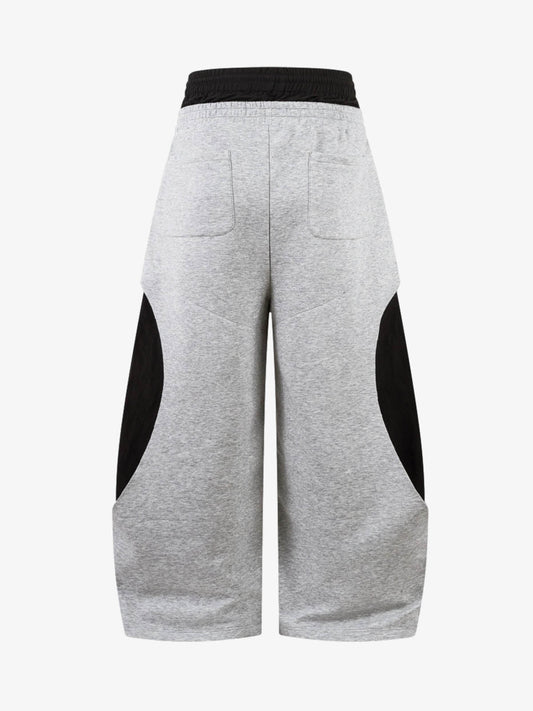 Cotton Blend Casual Wide Leg Sweatpants with Side Striped Panels for Men 