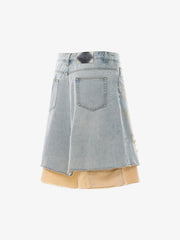 Faux Two-Piece Ripped Denim Shorts 