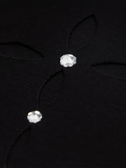 Cutout Rhinestone Short Sleeve Tee