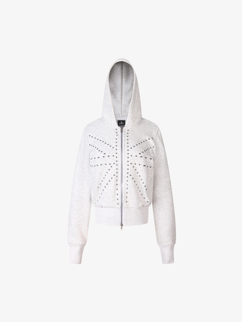 Studded Flag Graphic Zip-Up Hoodie