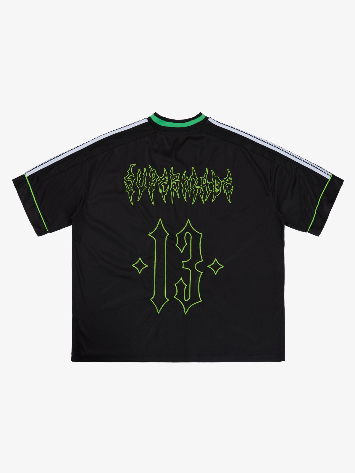 Supermade Color-Blocked V-Neck Embroidered Jersey Short-Sleeved 