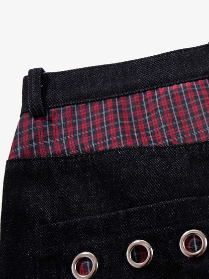 Plaid Patchwork Jeans