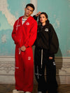 Cotton Blend Oversized Hoodie & Pants Set - Streetwear Style Tracksuit with Logo Embroidery and Zipper Closure 