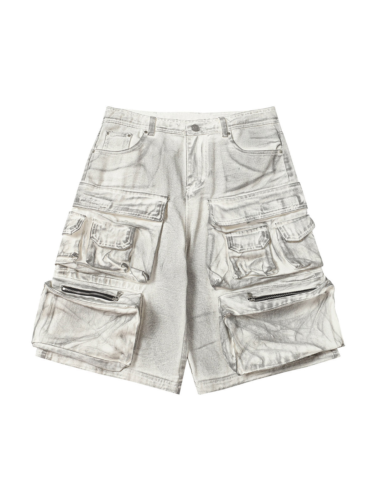 Distressed Multi-Pocket Cargo Shorts 