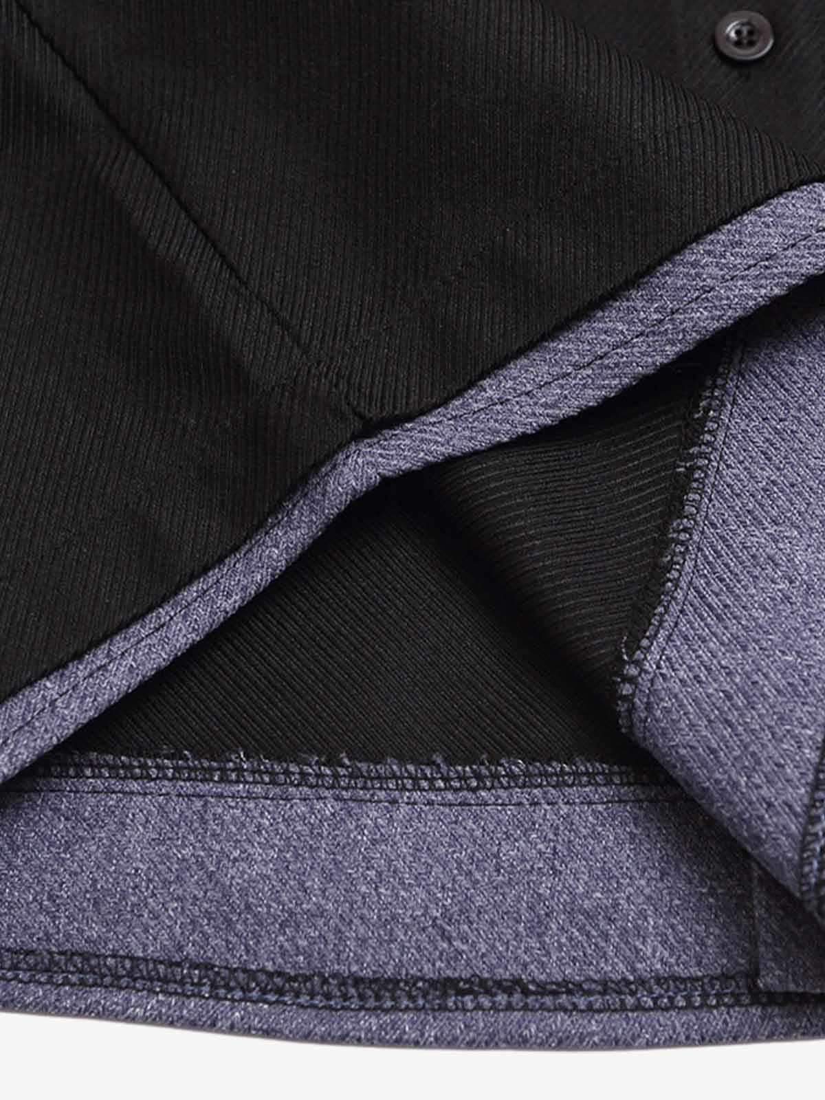 Fake Two-piece Stitching Lapel Pearl Button Shirt 