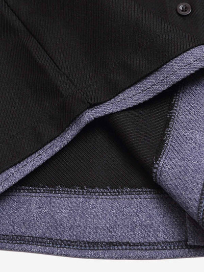 Fake Two-piece Stitching Lapel Pearl Button Shirt 