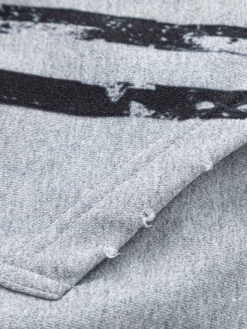 Distressed Badge Graphic Zip-Up Hoodie