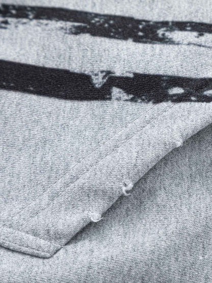 Distressed Badge Graphic Zip-Up Hoodie
