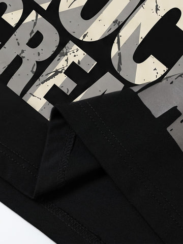 Distressed Typographic Rock Graphic Oversized T-Shirt