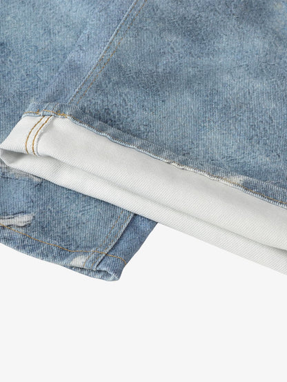 Street Plaid 3D Print Straight Leg Jeans 