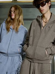 Cotton-Blend Quilted Padded Embroidered Hoodie & Wide-Leg Sweatpants Set