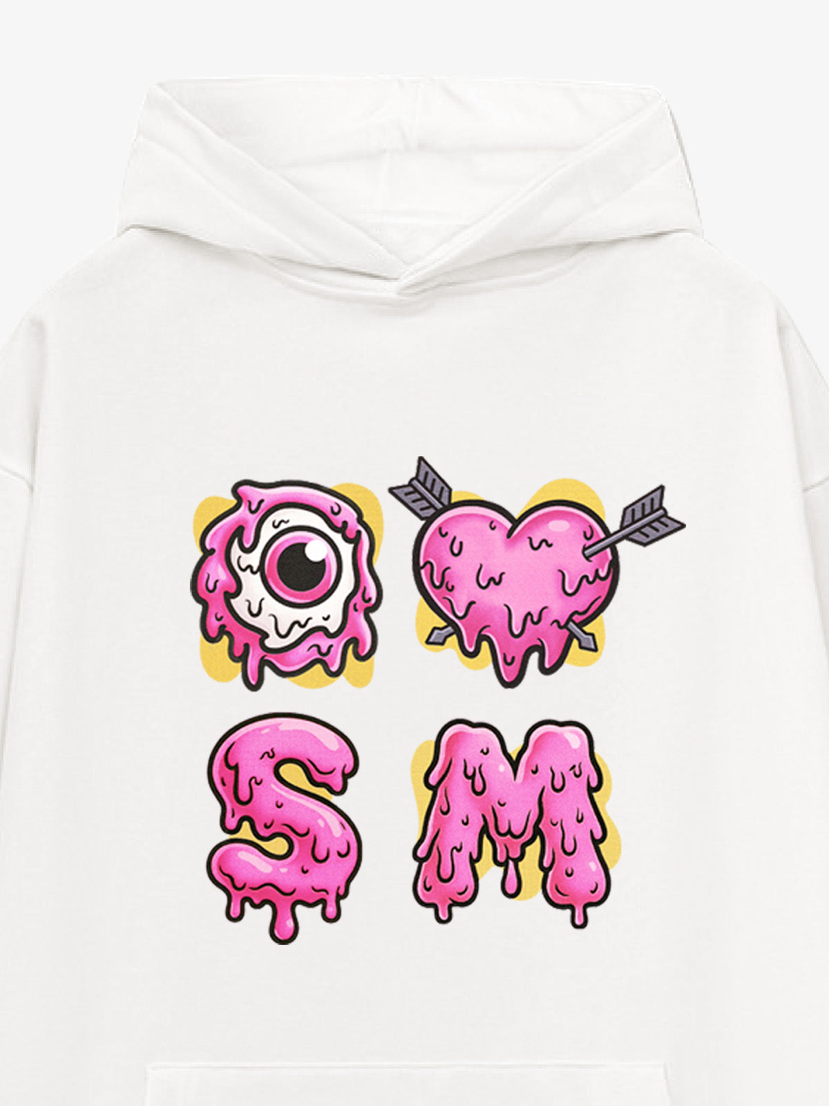 Dripping Heart & Eye Graphic Hoodie for Trendy Looks 