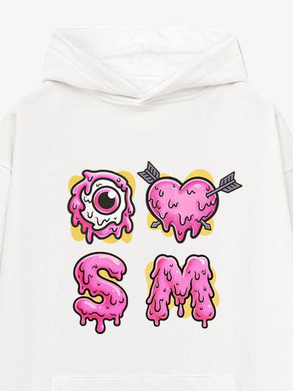 Dripping Heart & Eye Graphic Hoodie for Trendy Looks 