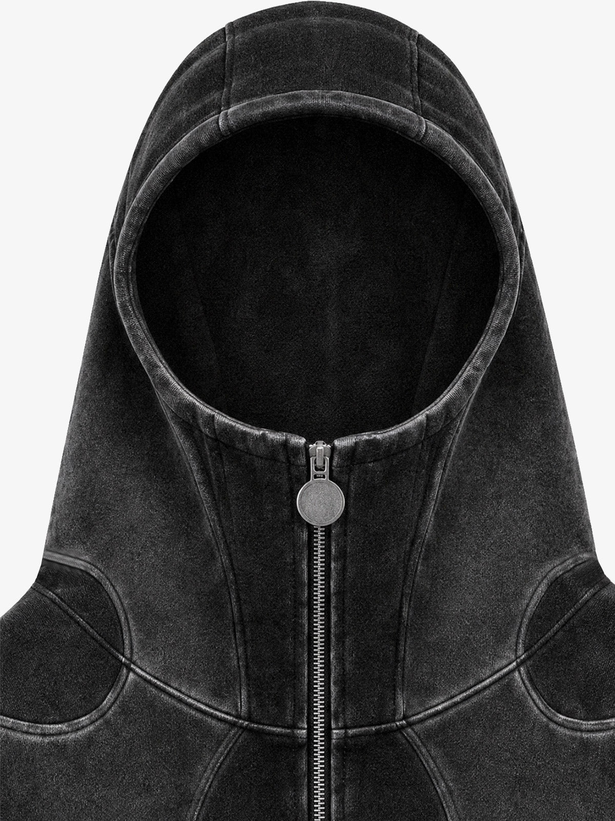 Washed Panelled High-Neck Zip Hoodie & Wide-Leg Sweatpants Set