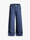 Pantalones de pierna ancha con tiras cruzadas y hebilla