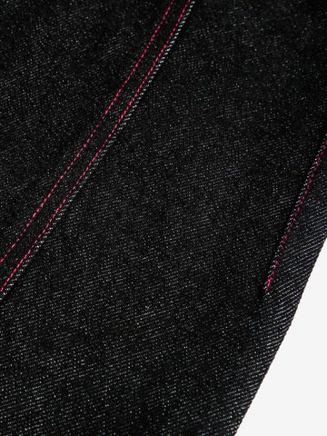 Street Culottes Red Stitching Barrel Jeans 