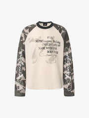 Camo Patchwork Graphic Waffle Long Sleeve Tee