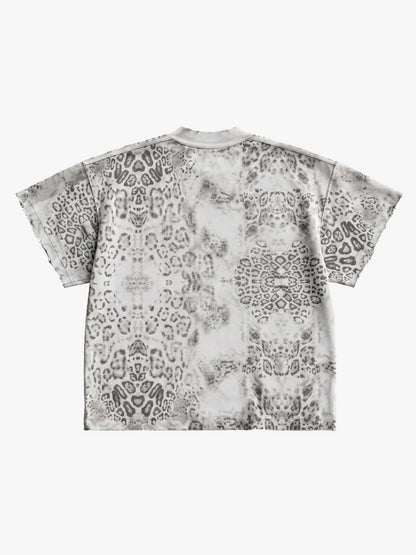 Vintage Distressed Irregular Leopard Print T-Shirt 